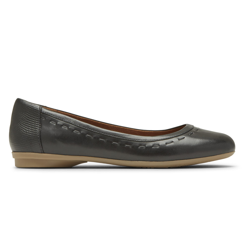 Rockport Womens Flats Black - Cobb Hill Maiika Ballet - UK 218-IPMQZT